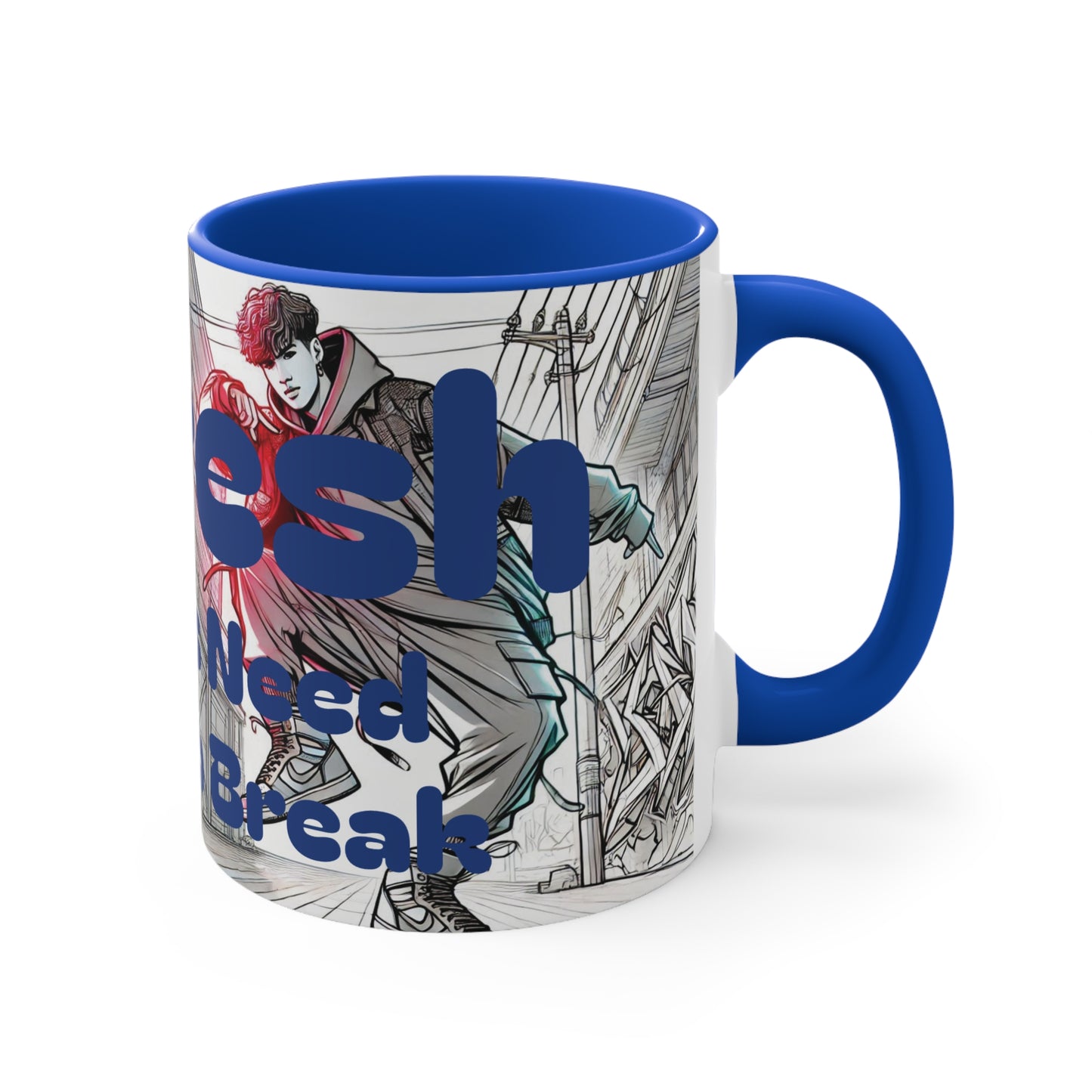 "Refresh Hip Hop" (Blue) Mugs, 11oz