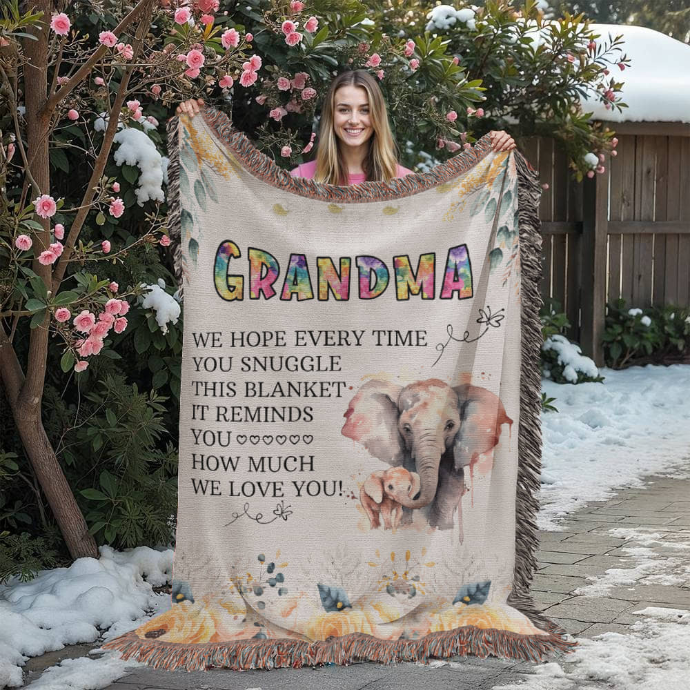 To My Grandma - Elephant Woven Blanket